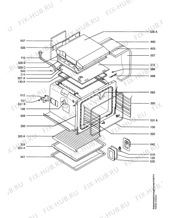 Взрыв-схема плиты (духовки) Aeg E81105-B - Схема узла Section2