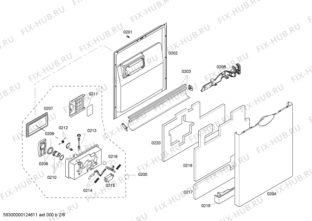 Взрыв-схема посудомоечной машины Bosch SHE55M06UC - Схема узла 02