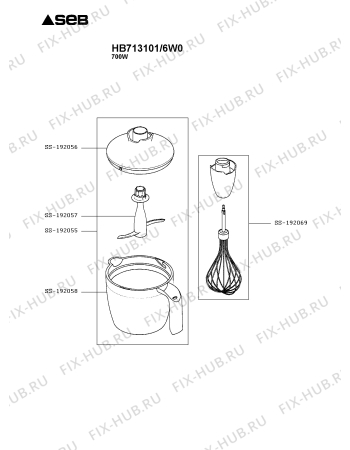 Взрыв-схема блендера (миксера) Seb HB713101/6W0 - Схема узла YP003567.4P2