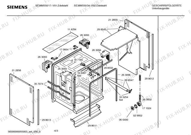 Взрыв-схема посудомоечной машины Siemens SE38M550 Extraklasse - Схема узла 03