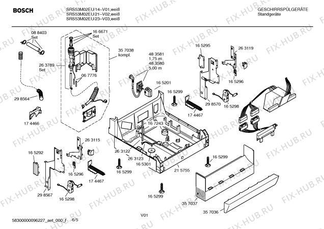 Схема №3 SRS43M02EU с изображением Инструкция по эксплуатации для электропосудомоечной машины Bosch 00588869