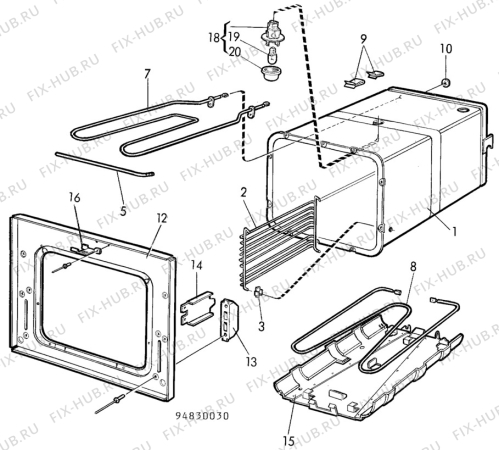 Взрыв-схема посудомоечной машины Upo WR5450A - Схема узла H10 Main Oven Cavity (large)