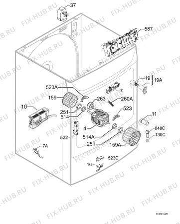 Взрыв-схема сушильной машины Privileg 095343_20931 - Схема узла Electrical equipment 268