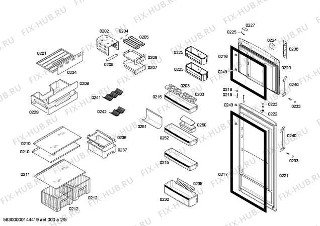 Схема №2 KDN45A03NE с изображением Дверь для холодильника Bosch 00248230