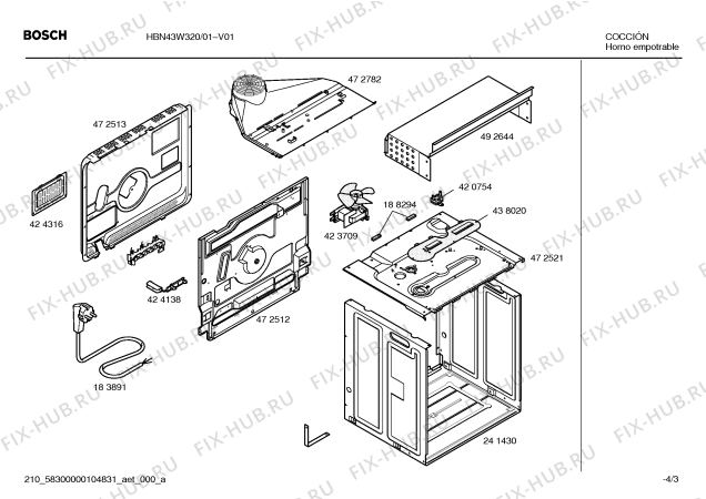 Взрыв-схема плиты (духовки) Bosch HBN43W320 Horno bosch indep.multif.blanc.reloj ec2 - Схема узла 03