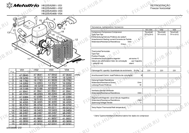 Взрыв-схема холодильника Metalfrio HK22SA4061 Freezer Horizontal HK22S - Схема узла 02