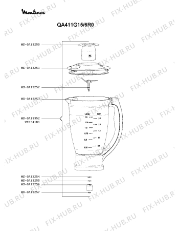 Взрыв-схема кухонного комбайна Moulinex QA411G15/6R0 - Схема узла VP004456.3P3