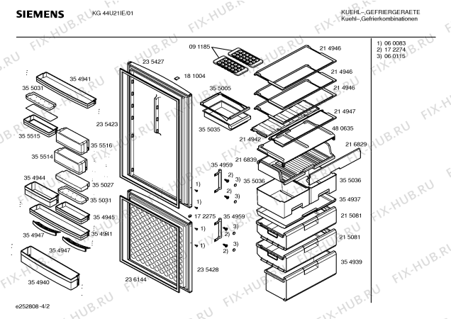 Взрыв-схема холодильника Siemens KG44U21IE - Схема узла 02