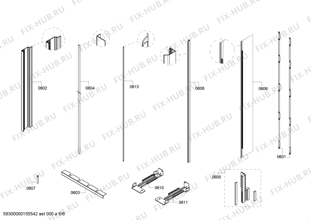 Схема №2 RF463700 с изображением Монтажный набор для холодильника Bosch 00704921