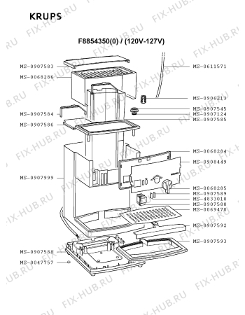 Взрыв-схема кофеварки (кофемашины) Krups F8854350(0) - Схема узла NP001863.5P2