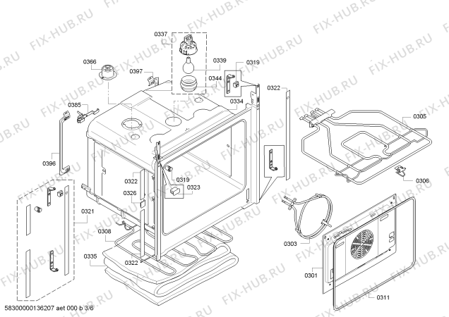 Взрыв-схема плиты (духовки) Bosch HBR33B550C - Схема узла 03