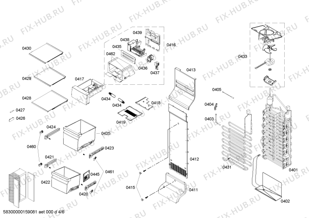Взрыв-схема холодильника Siemens KA62DS51 - Схема узла 04