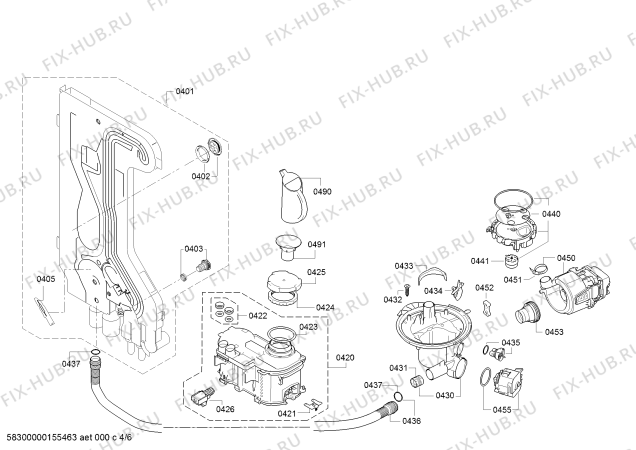 Взрыв-схема посудомоечной машины Bosch SMU40M55EU - Схема узла 04