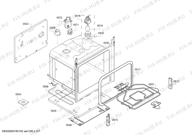 Взрыв-схема плиты (духовки) Bosch HGD74W355Q - Схема узла 05