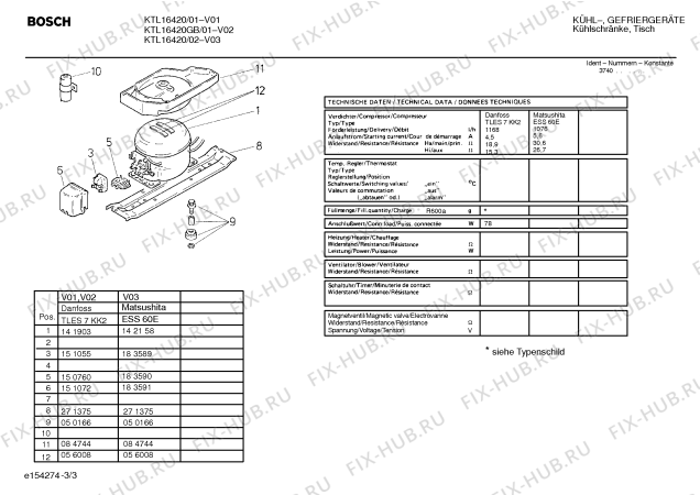 Взрыв-схема холодильника Bosch KTL16420 - Схема узла 03