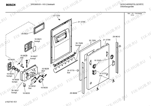 Взрыв-схема посудомоечной машины Bosch SRI3005 - Схема узла 02