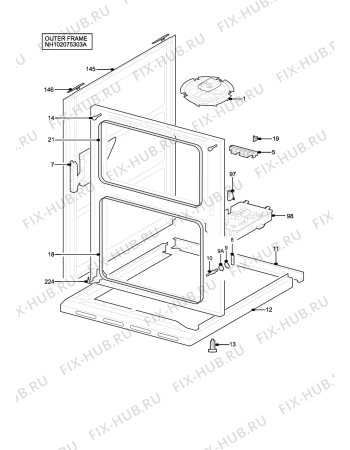Взрыв-схема плиты (духовки) Zanussi Electrolux ZKT6050W - Схема узла H10 Outer Frame