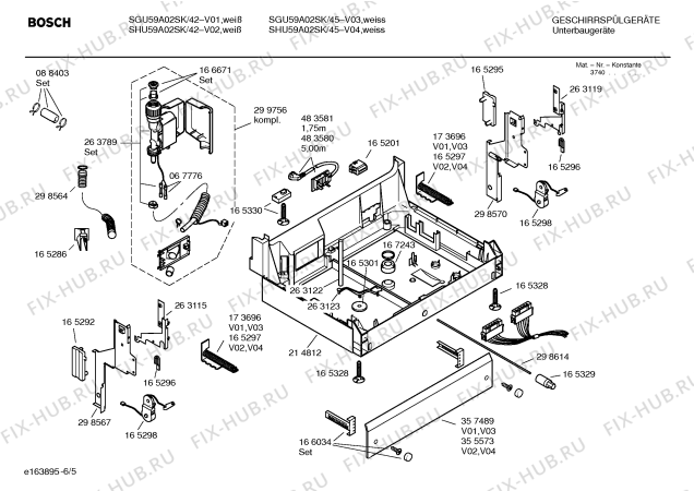 Взрыв-схема посудомоечной машины Bosch SGU59A02SK Mixx - Схема узла 05