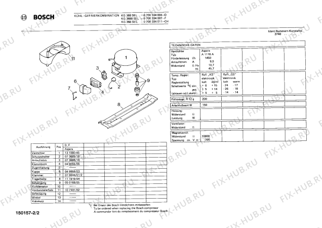 Взрыв-схема холодильника Bosch 0700334007, KG3680SEL - Схема узла 02