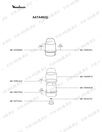 Взрыв-схема кухонного комбайна Moulinex AATA49(Q) - Схема узла DP000375.7P3