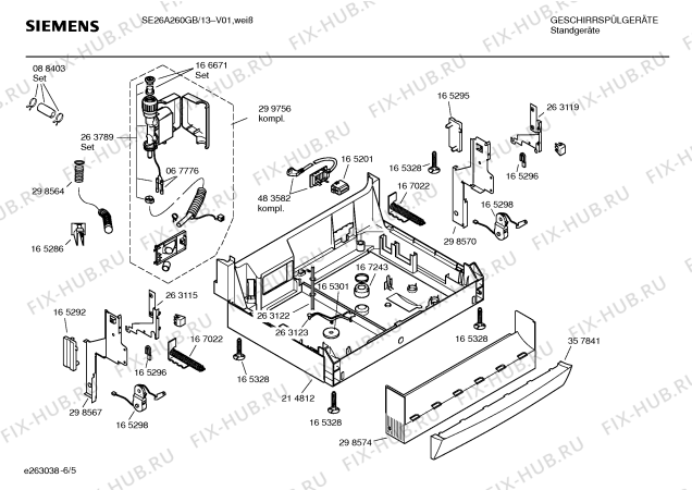 Взрыв-схема посудомоечной машины Siemens SE26A260GB Extraklasse - Схема узла 05