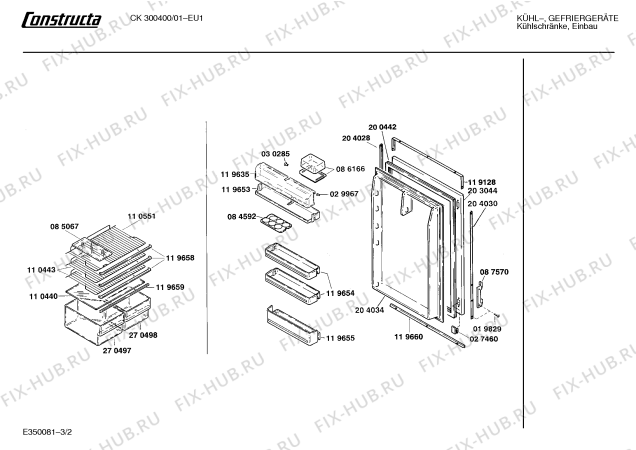 Взрыв-схема холодильника Constructa CK300400 - Схема узла 02