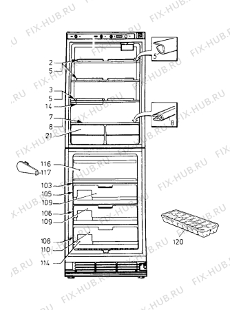 Взрыв-схема холодильника Electrolux TR1187 - Схема узла Internal parts