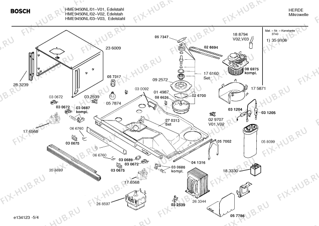 Взрыв-схема микроволновой печи Bosch HME9450NL - Схема узла 04