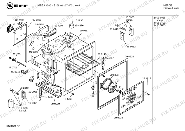 Схема №2 B1583W1 MEGA 4585 с изображением Панель управления для плиты (духовки) Bosch 00350499