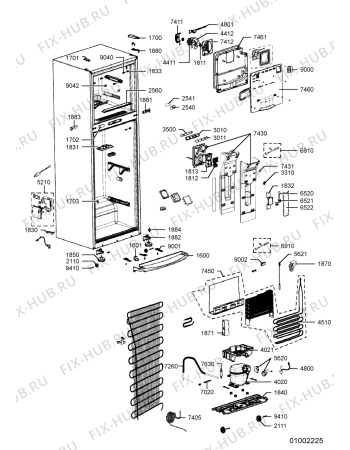 Взрыв-схема холодильника Whirlpool WBM 502/1 - Схема узла
