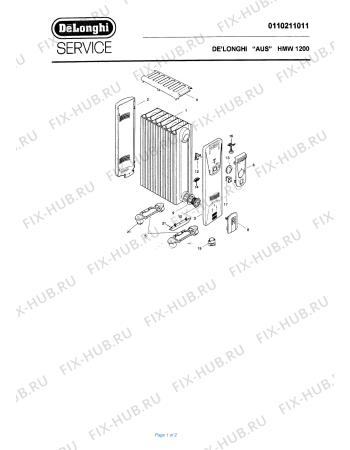 Схема №1 HMW1200 с изображением Прерыватель для ветродува DELONGHI 521662