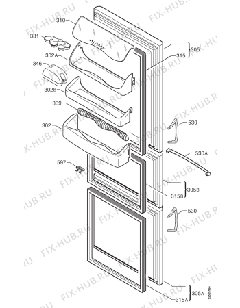 Взрыв-схема холодильника Rex RF3PX - Схема узла Door 003