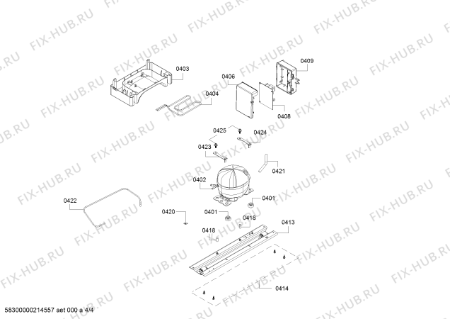 Взрыв-схема холодильника Bosch KDN30NL20B - Схема узла 04
