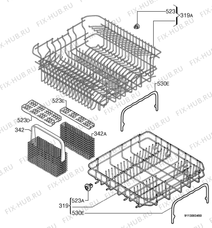 Взрыв-схема посудомоечной машины Zanussi DE6644 - Схема узла Basket 160