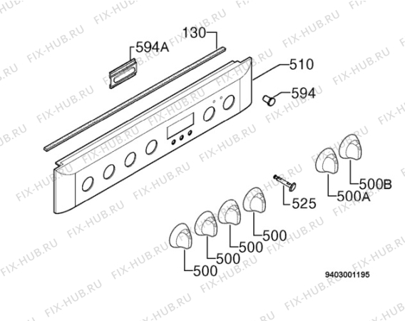 Взрыв-схема плиты (духовки) Electrolux EKC603504W - Схема узла Command panel 037