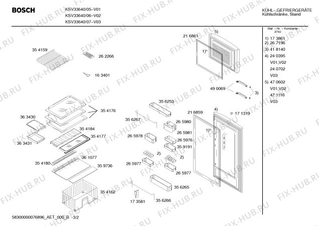 Взрыв-схема холодильника Bosch KSV33640 - Схема узла 02
