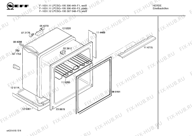 Взрыв-схема плиты (духовки) Neff 195307048 F-1031.12LPCSG - Схема узла 04