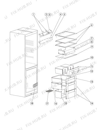 Взрыв-схема холодильника Indesit B20DFNFX (F054031) - Схема узла