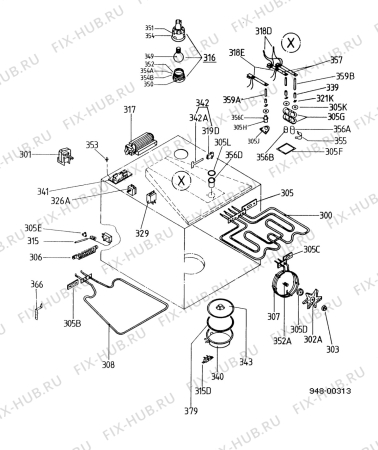 Взрыв-схема плиты (духовки) Electrolux CF6581 - Схема узла Functional parts