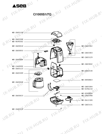 Схема №1 CI1025S1/7Q с изображением Шланг для кофеварки (кофемашины) Seb MS-2A03023