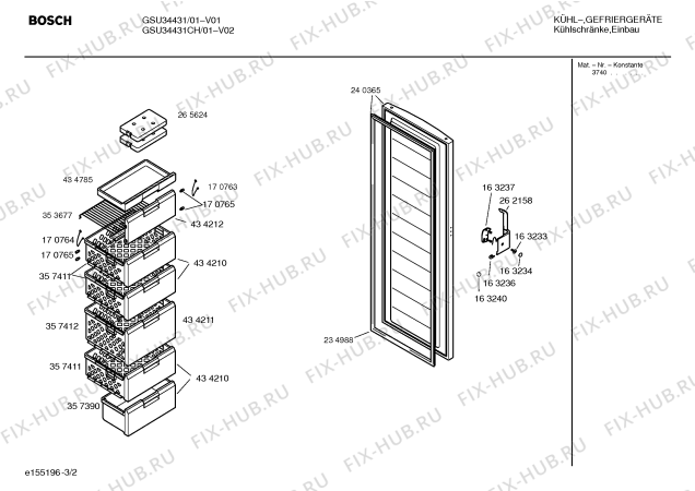 Взрыв-схема холодильника Bosch GSU34431 - Схема узла 02