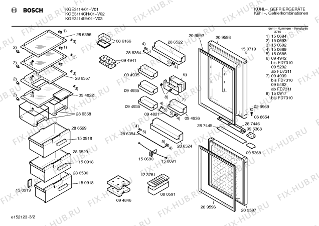 Взрыв-схема холодильника Bosch KGE3114 - Схема узла 02