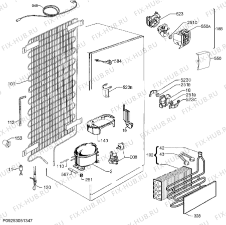 Взрыв-схема холодильника John Lewis JLBIFF1805 - Схема узла Cooling system 017