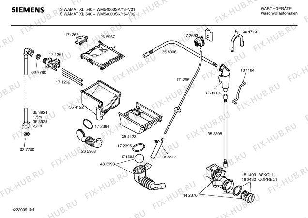 Схема №3 WM54000SK SIWAMAT XL540 с изображением Таблица программ для стиралки Siemens 00583201