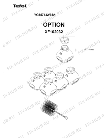 Взрыв-схема йогуртници Tefal YG657132/35A - Схема узла TP005003.3P2