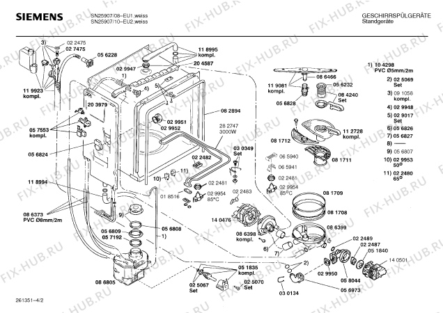 Схема №3 SN25907 с изображением Панель для посудомоечной машины Siemens 00284424