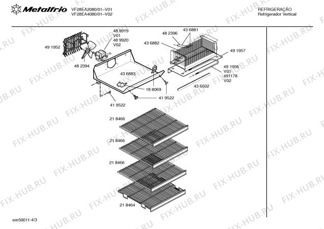 Схема №2 VB28RA4030 с изображением Зубчатая рейка для холодильной камеры Bosch 00470559