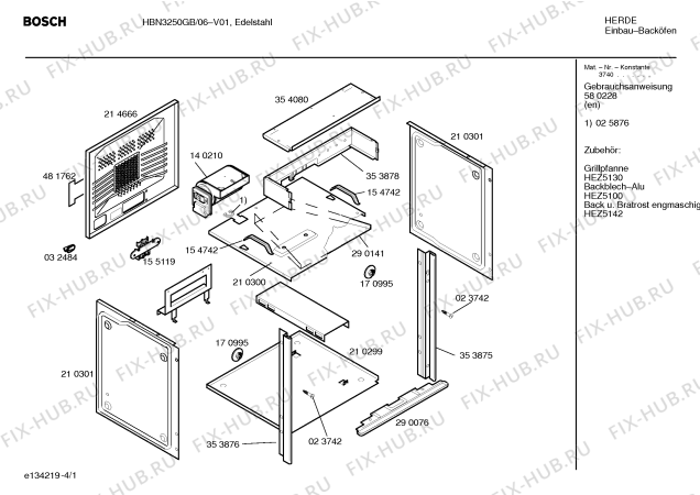 Схема №3 HBN3260GB с изображением Инструкция по эксплуатации для духового шкафа Bosch 00580228