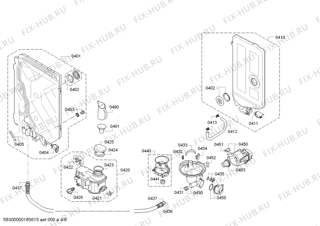 Взрыв-схема посудомоечной машины Bosch SBI65N45CH ActiveWater Eco - Схема узла 04