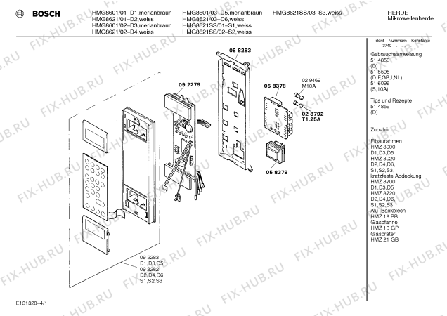 Схема №2 HMG8621 с изображением Инструкция по эксплуатации для микроволновой печи Bosch 00514858